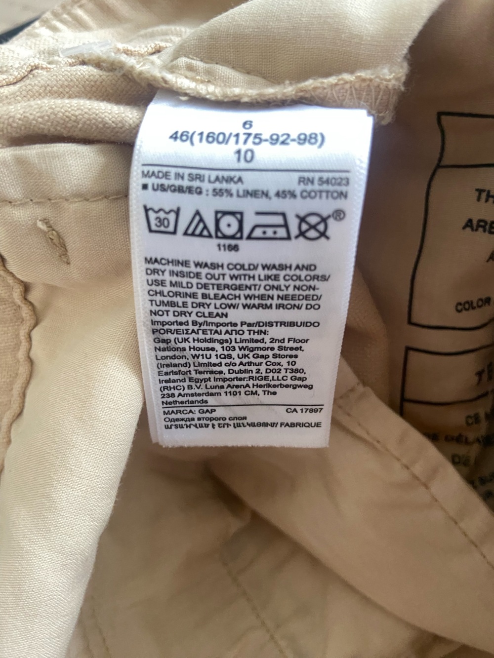 GAP Linen Cotton Wide Leg Trousers Size 6 Tan Pleated High Rise Pants Coastal - Picture 5 of 11